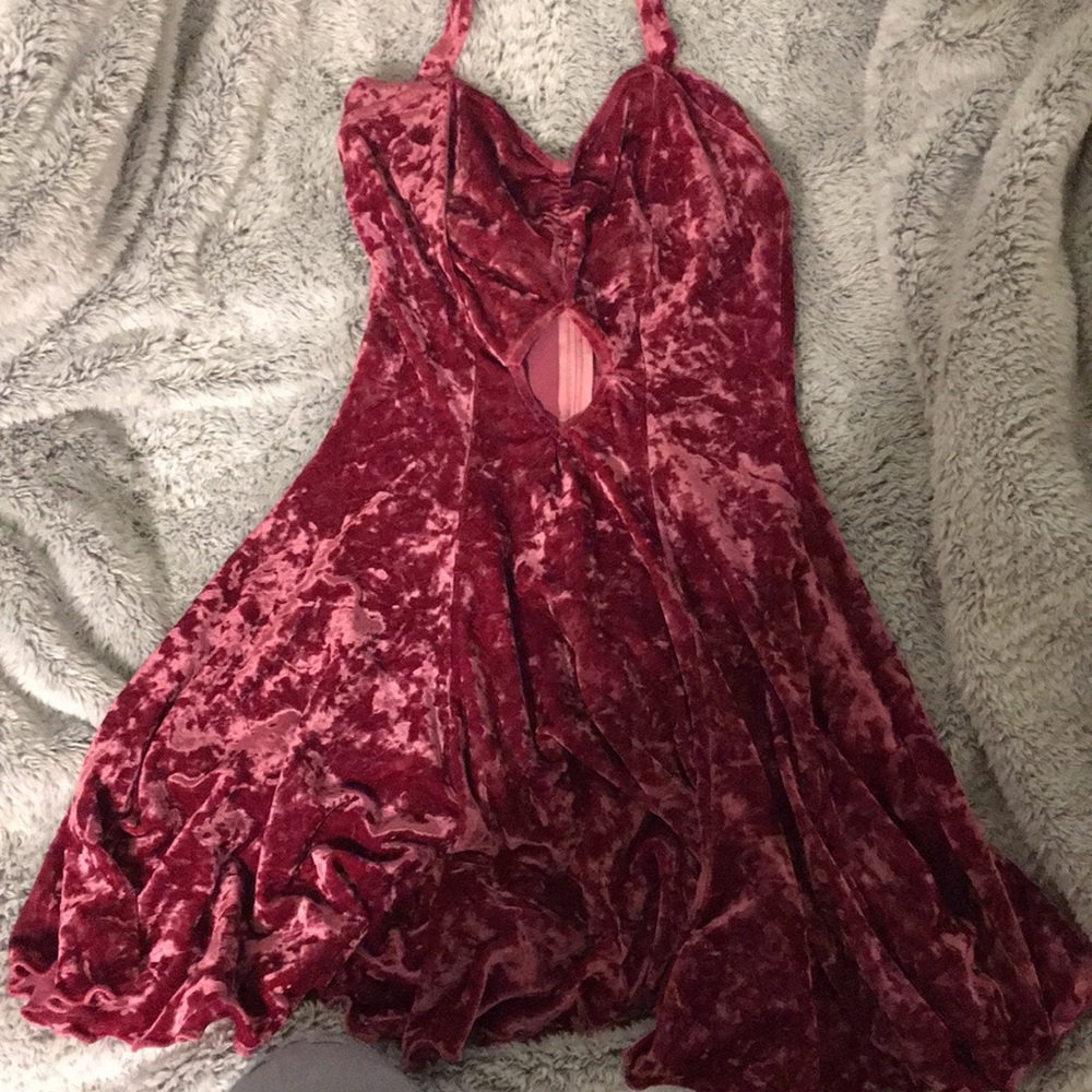 Wine colored velvet dress